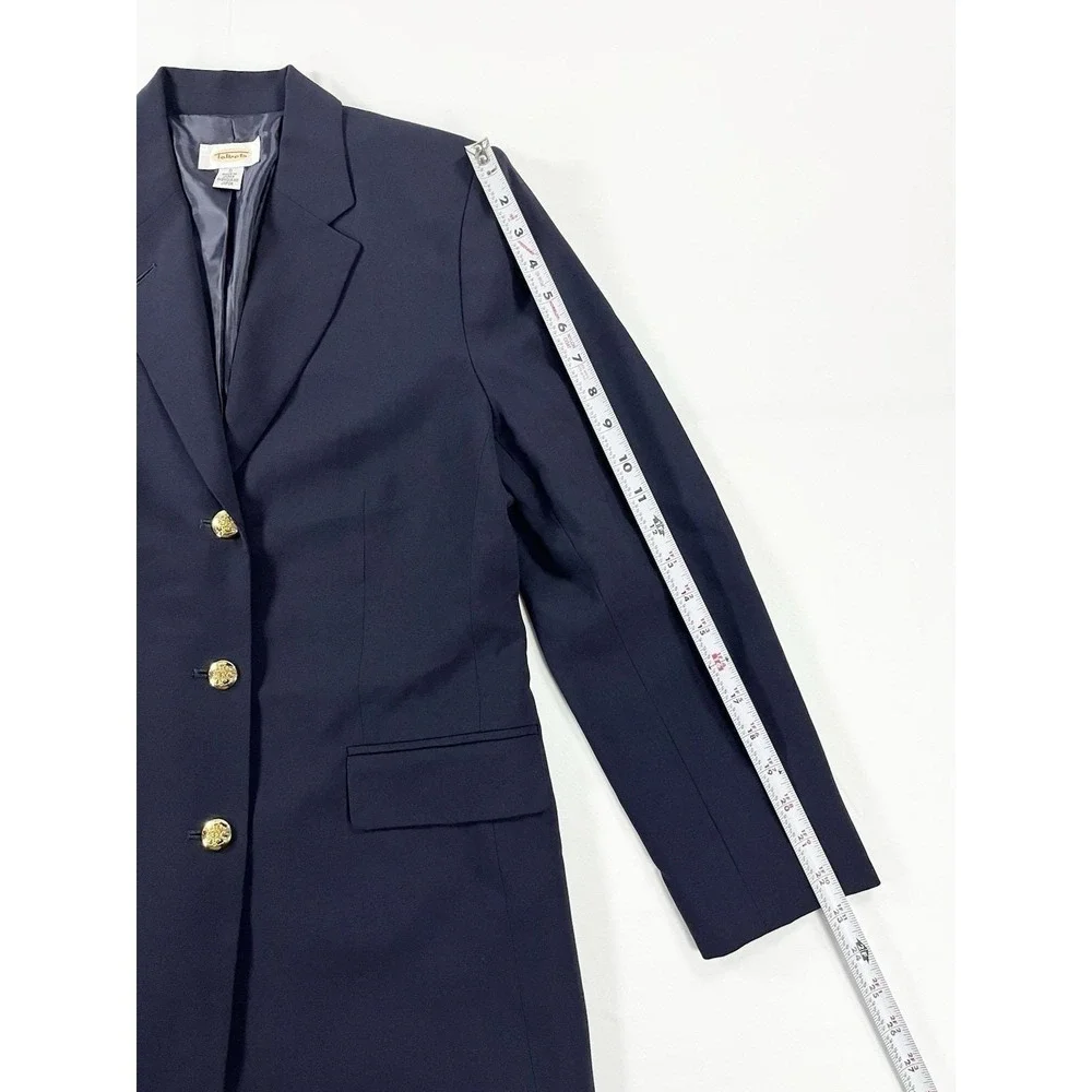 Vintage 90s Talbots Wool Blazer Navy Blue Gold Button‎ Old Money Preppy Womens 8